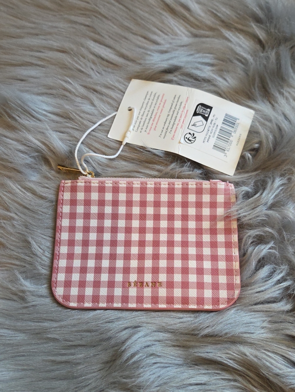 Nwt! Sezane Pink Ghingham Pouch